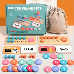Wooden Ten Frame Math Learning Toy Counting & Number Sense Development Kit