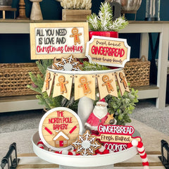 Christmas Layered Tray Decor Biscuit Man House Snowflake Winter Warm Christmas