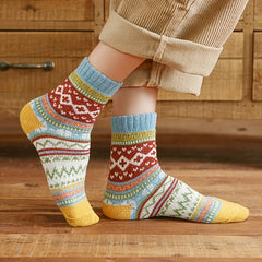 5 Pairs Wool Blend Vintage Mid-Calf Winter Socks