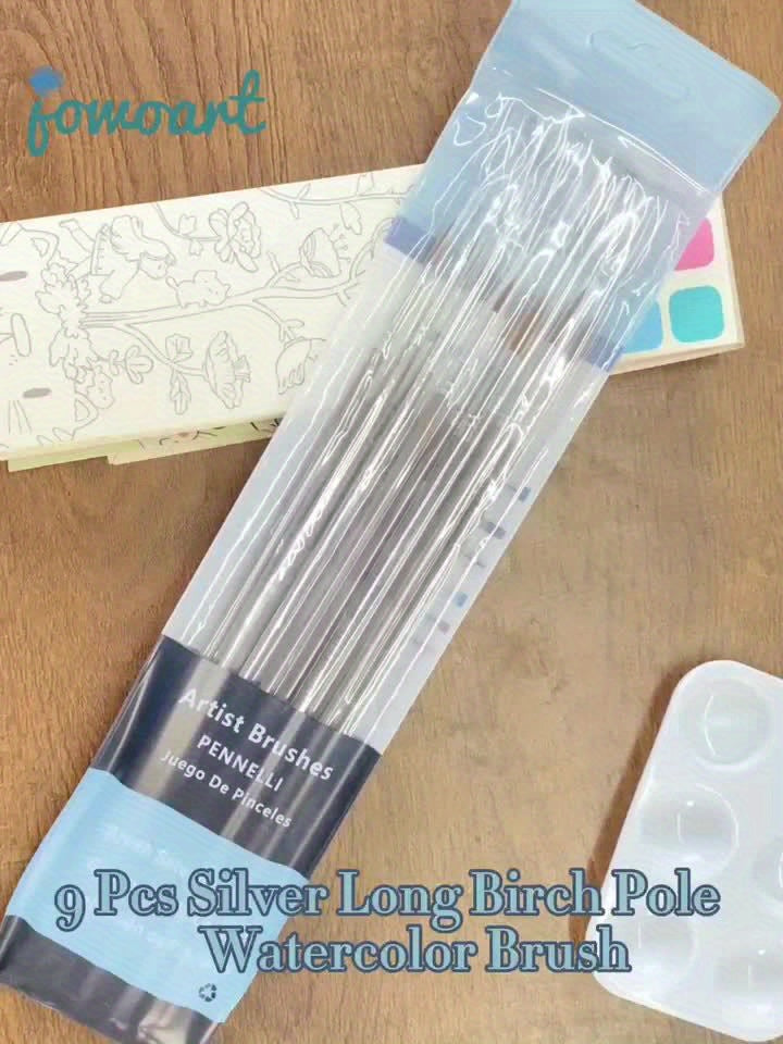 9pcs Weasel Hair Brush Watercolor Gouache Painting Hook Line Pen