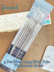 9pcs Weasel Hair Brush Watercolor Gouache Painting Hook Line Pen