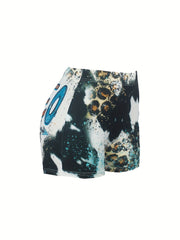Rodeo Life Print Skinny Shorts for Women