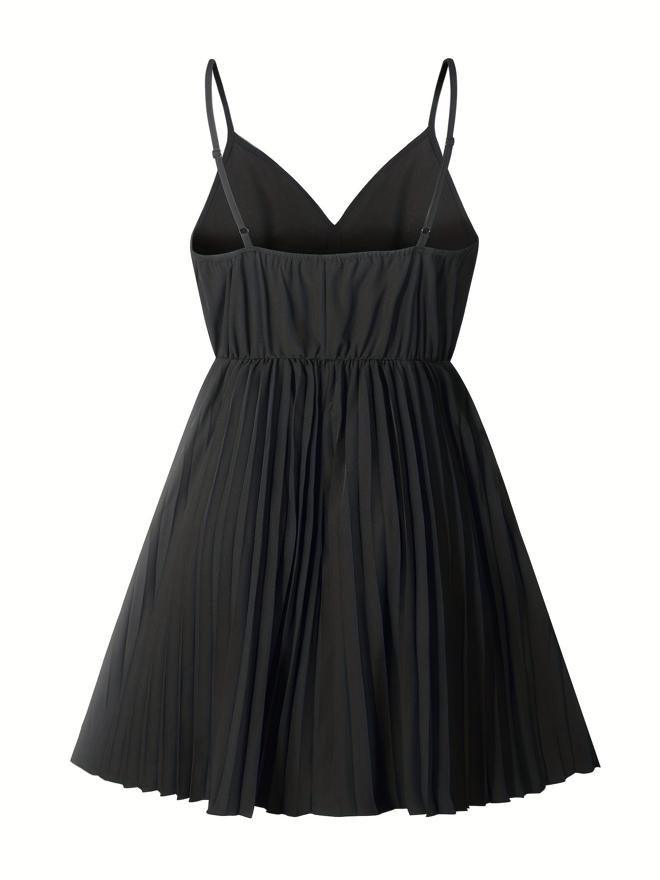 V-Neck Summer Dress Solid Color Pleated