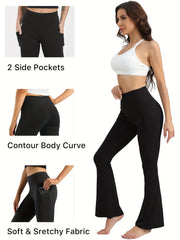 Women's Flare Yoga Pants With Pocket Elastic Waist Hip lifting Leggings