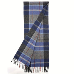 Warm Plaid Scarf Retro Fringed Scarf for Outdoor