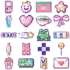 48pcs Cartoon Pixel Waterproof Stickers DIY Luggage Notebook Decor