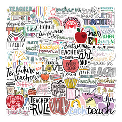 50pcs Creative Text Waterproof Doodle Stickers for Teachers