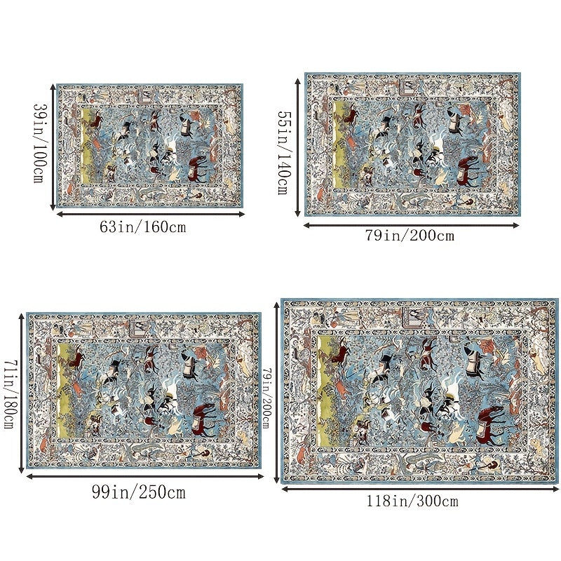 Boho Style Vintage Area Rug Soft Washable Anti Skid Living Room Carpet