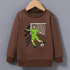 Cartoon Football Player Print Boys Sweatshirt