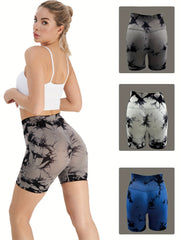 Tie Dye High Waist Hip Lifting Yoga Shorts Women's Activewear