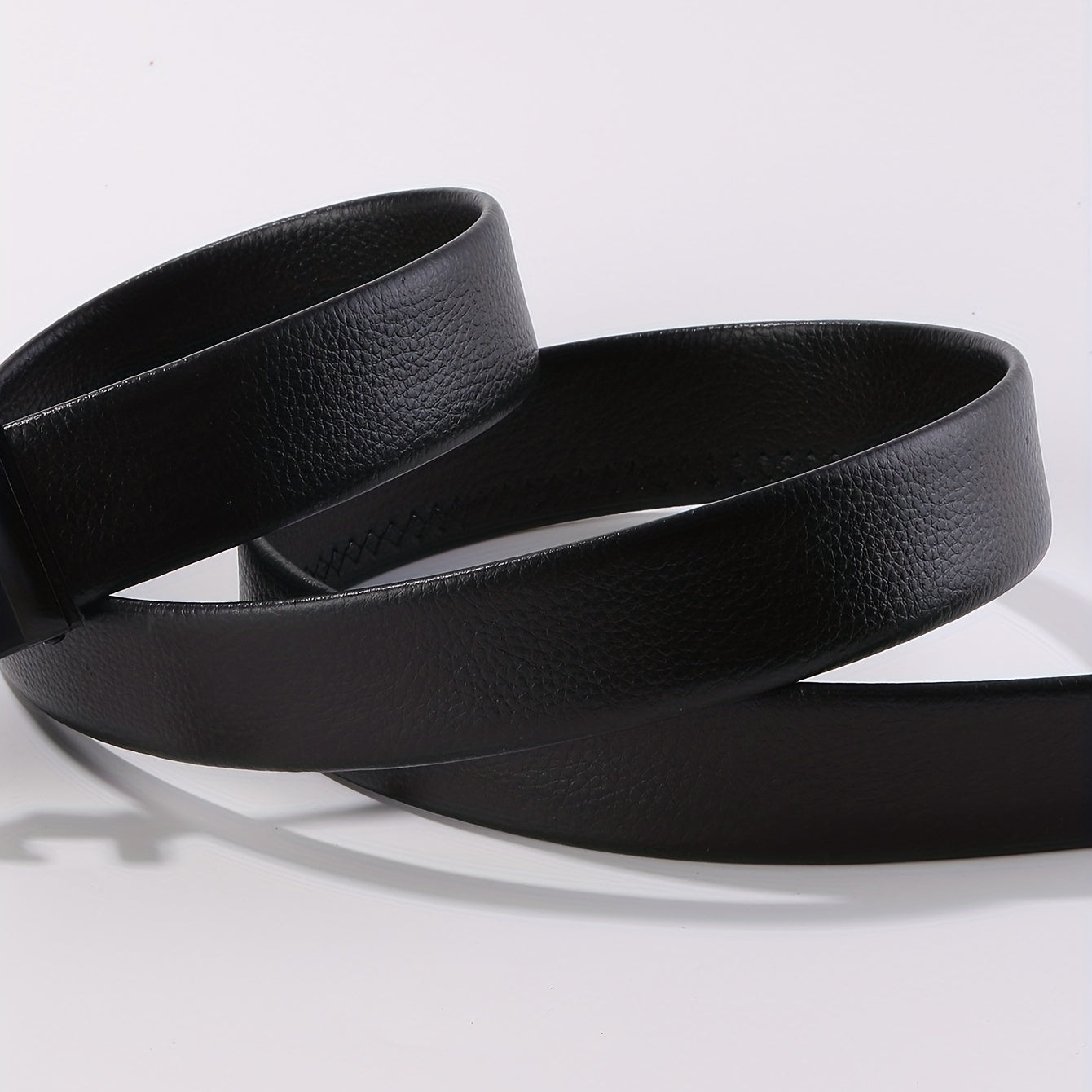 Men's Automatic Buckle Belt PU Leather Litchi Pattern Belt