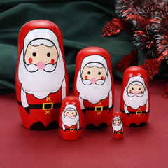 5pcs Christmas Santa Claus Nesting Dolls Hand Painted Souvenir Gift