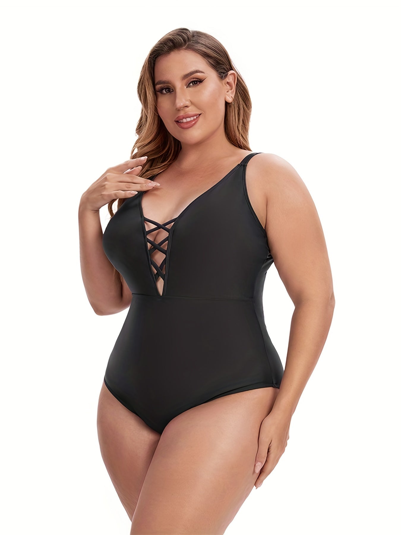 Criss Cross Cut Out One Piece Swimsuit
