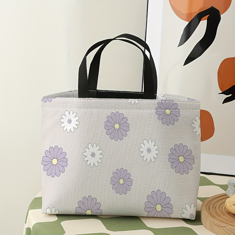 Daisy Printed Lunch Bag Insulated Waterproof Large Capacity