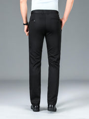 Men's Warm Thick Dress Pants - Solid Color Stretch Formal Business Pants