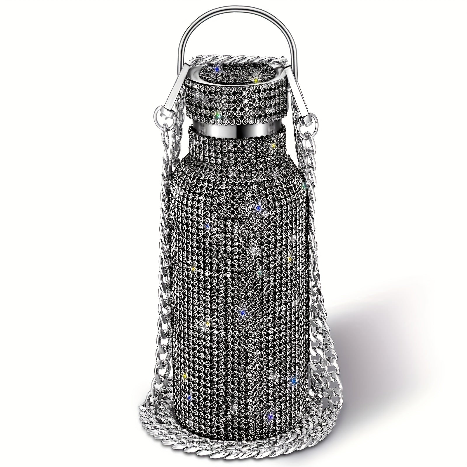 Rhinestone Stainless Steel Water Bottle with Chain