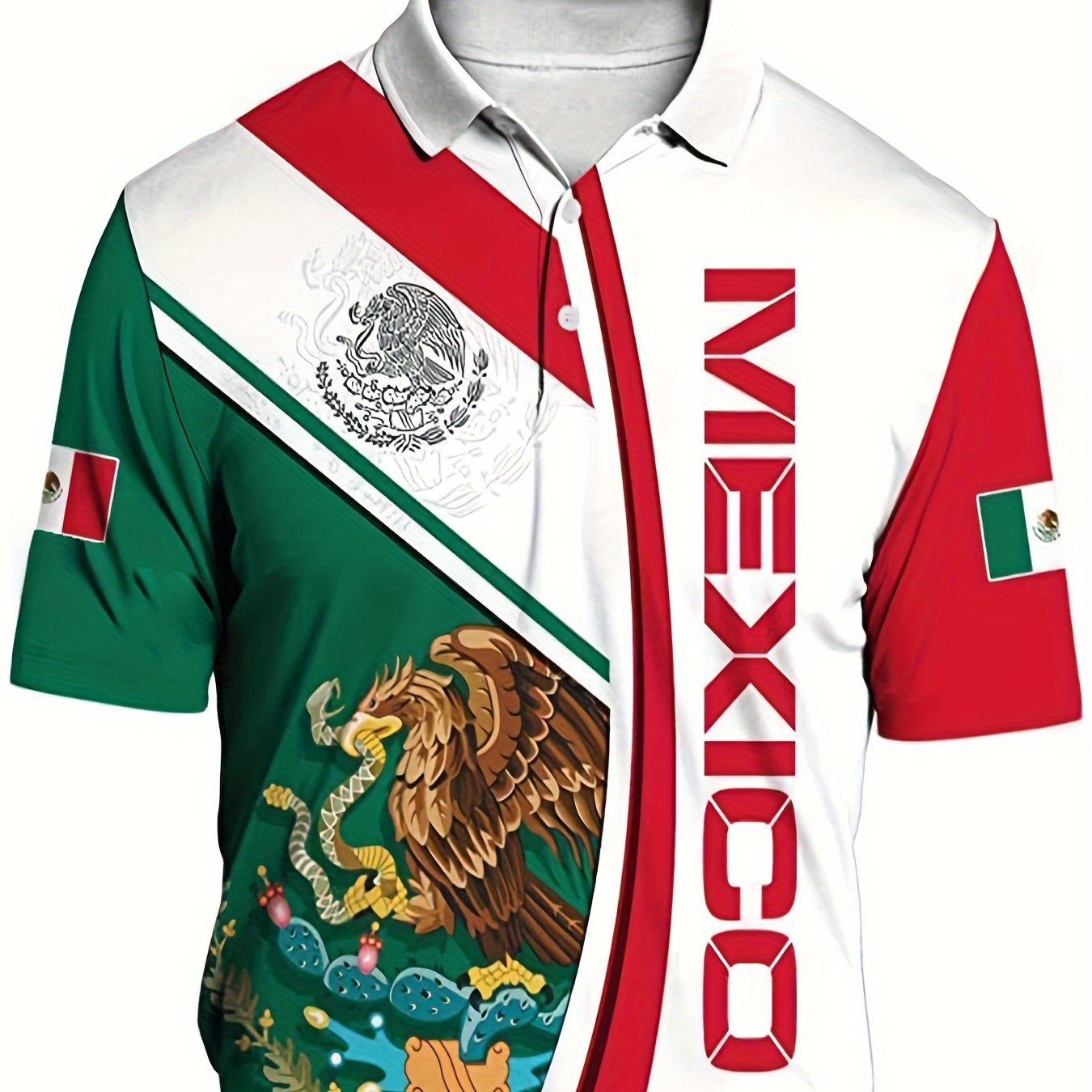MEXICO Eagle Snake Pattern Men's Casual Fit Shirt