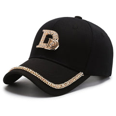 Rhinestone Letter D Baseball Cap Adjustable Women Hip Hop Sports Hat