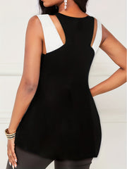 Colorblock Halter Neck Tank Top Sleeveless Summer Casual Top