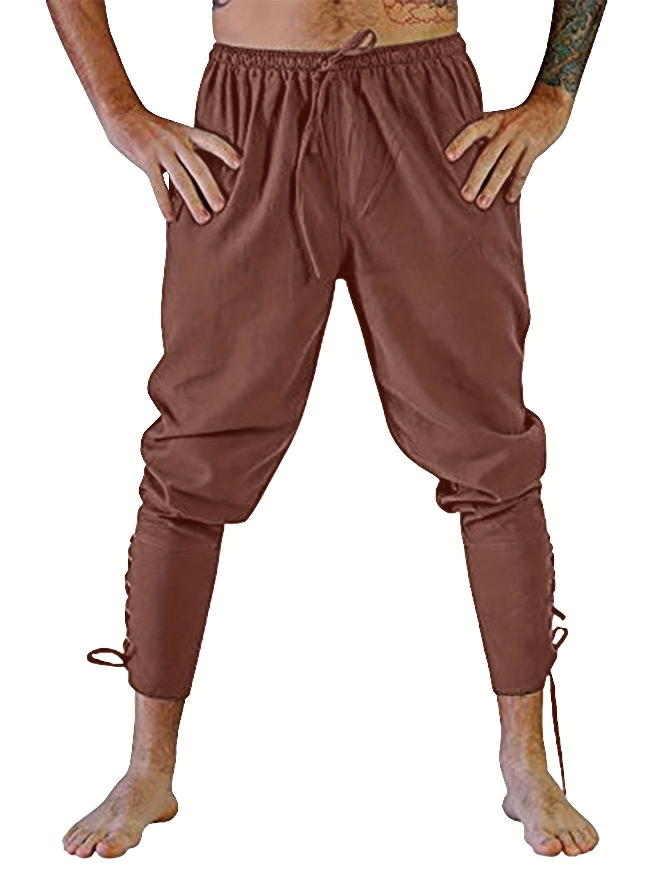 Men's Retro Medieval Renaissance Lace Up Loose Trousers Pants Costume