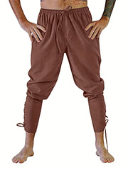 Men's Retro Medieval Renaissance Lace Up Loose Trousers Pants Costume