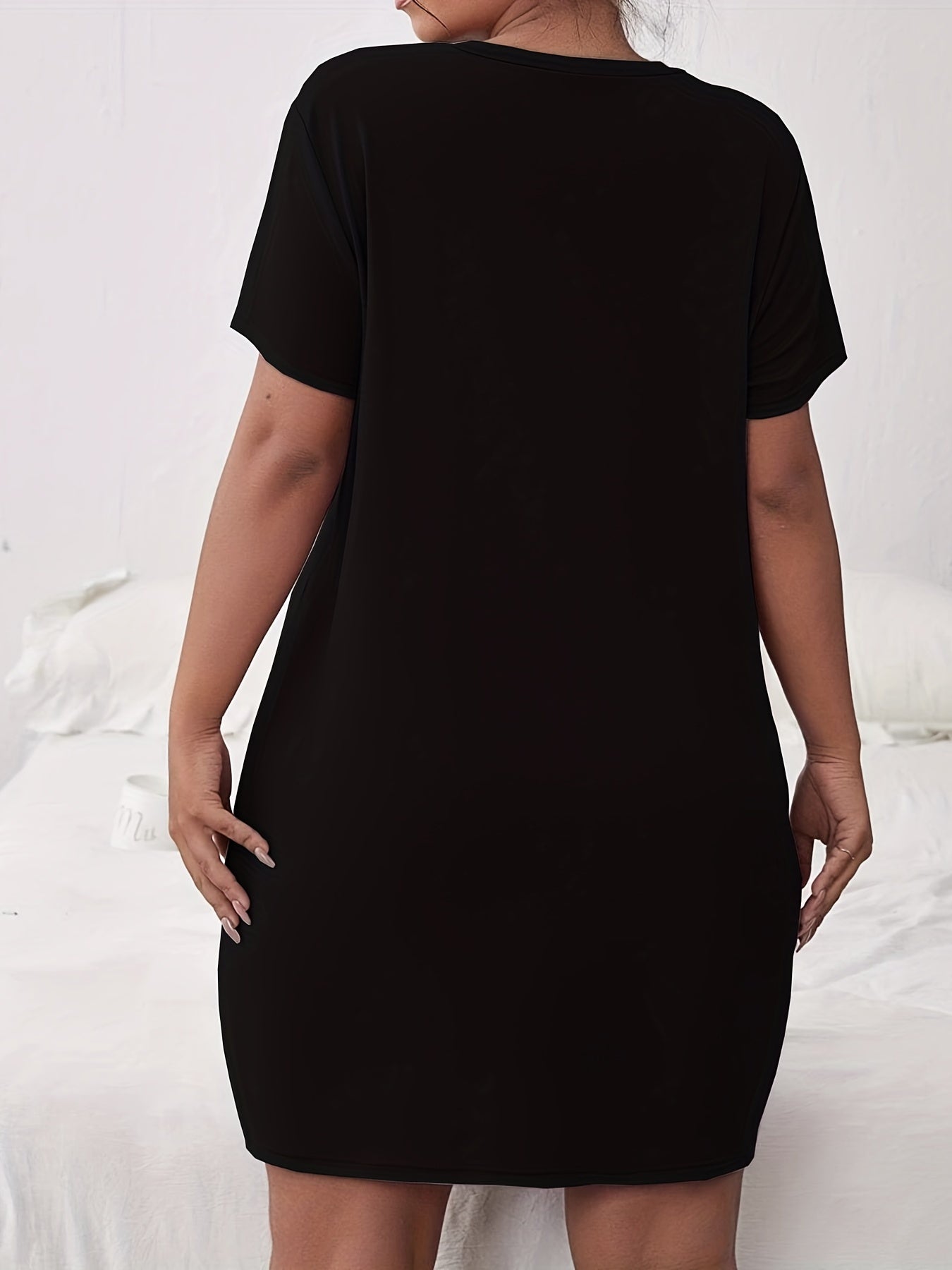 Casual Loungewear Women's Plus Letter Print Nightdress