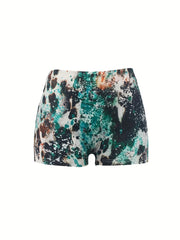 Leopard Cross Print Skinny Shorts for Women