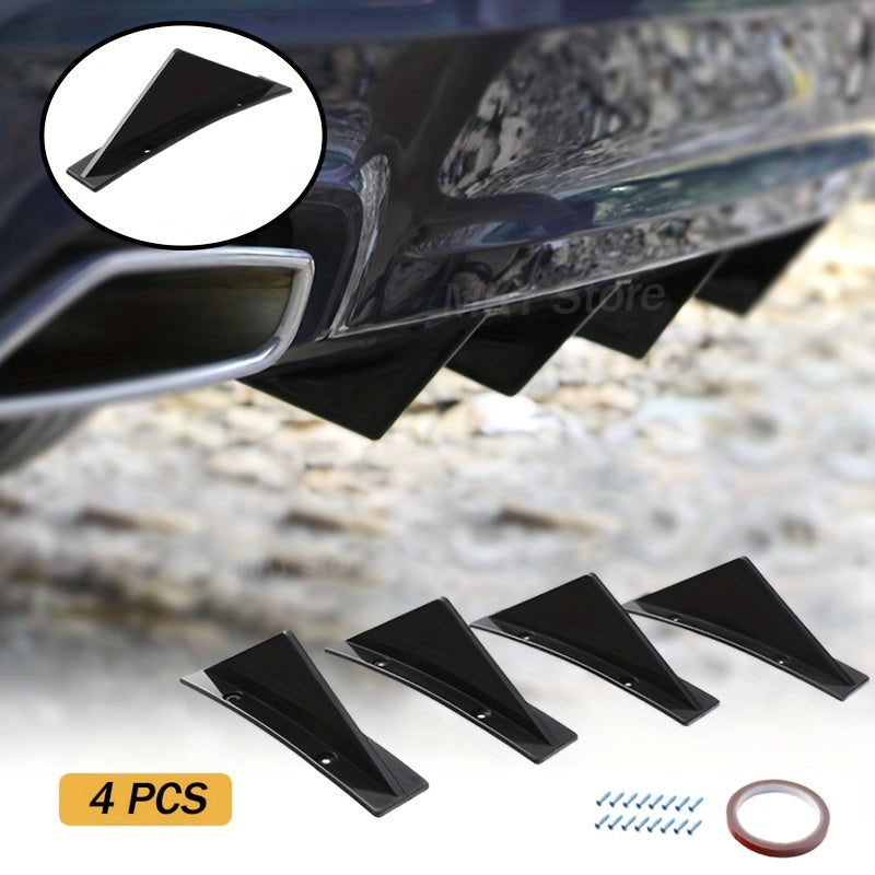 4pcs Universal Car Rear Bumper Diffuser Spoiler ABS Anti-collision Lip