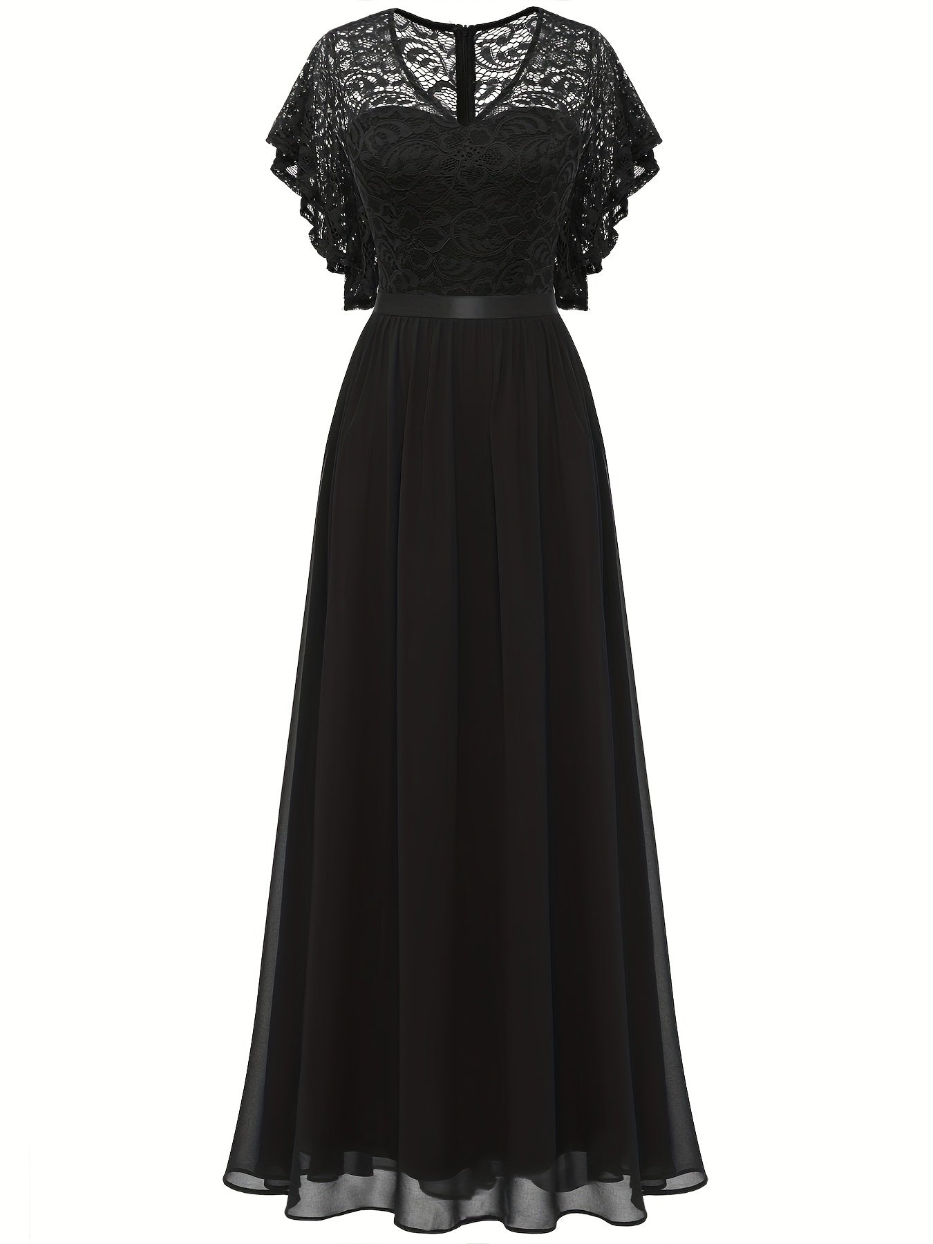 V Neck Ruffle Trim Bridesmaid Dress Aline Dress