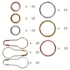 90pcs Knitting Stitch Markers Metal Crochet Locking Accessories
