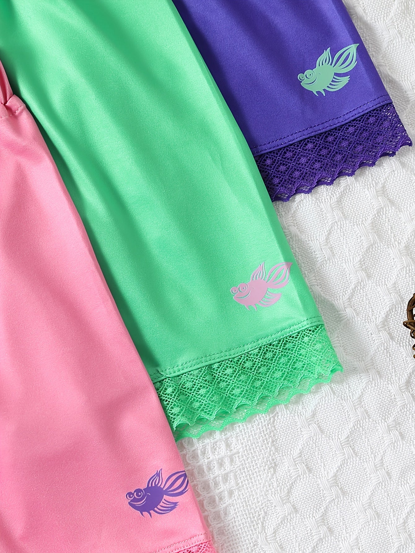 Girl's 3-Pack Sports Shorts with Lace Fringes