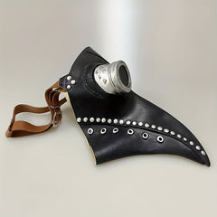 Furry Mask Plague Doctor Halloween Costume Props Leather Masks Adults