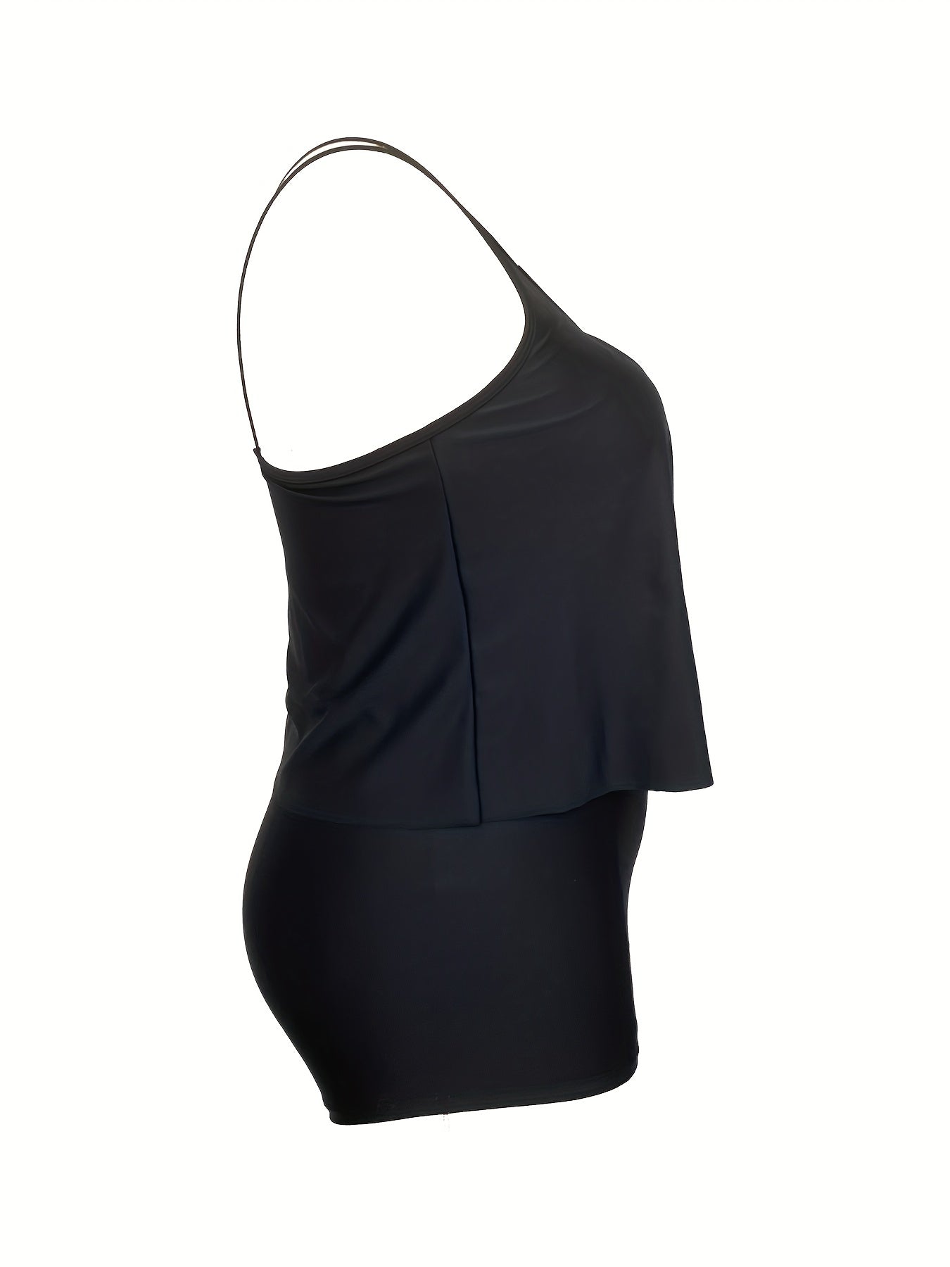 Solid Criss Cross Tank Top & Shorts Swimsuit Set