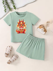 Toddler Kid T-shirt & Pants Cartoon Pattern Cotton Summer Clothing