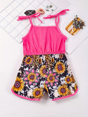 Toddler Girls Sunflower Leopard & Bull Head Cami Romper Jumpsuit