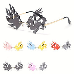 Dragon Flame Sunglasses Rimless for Men Women UV400