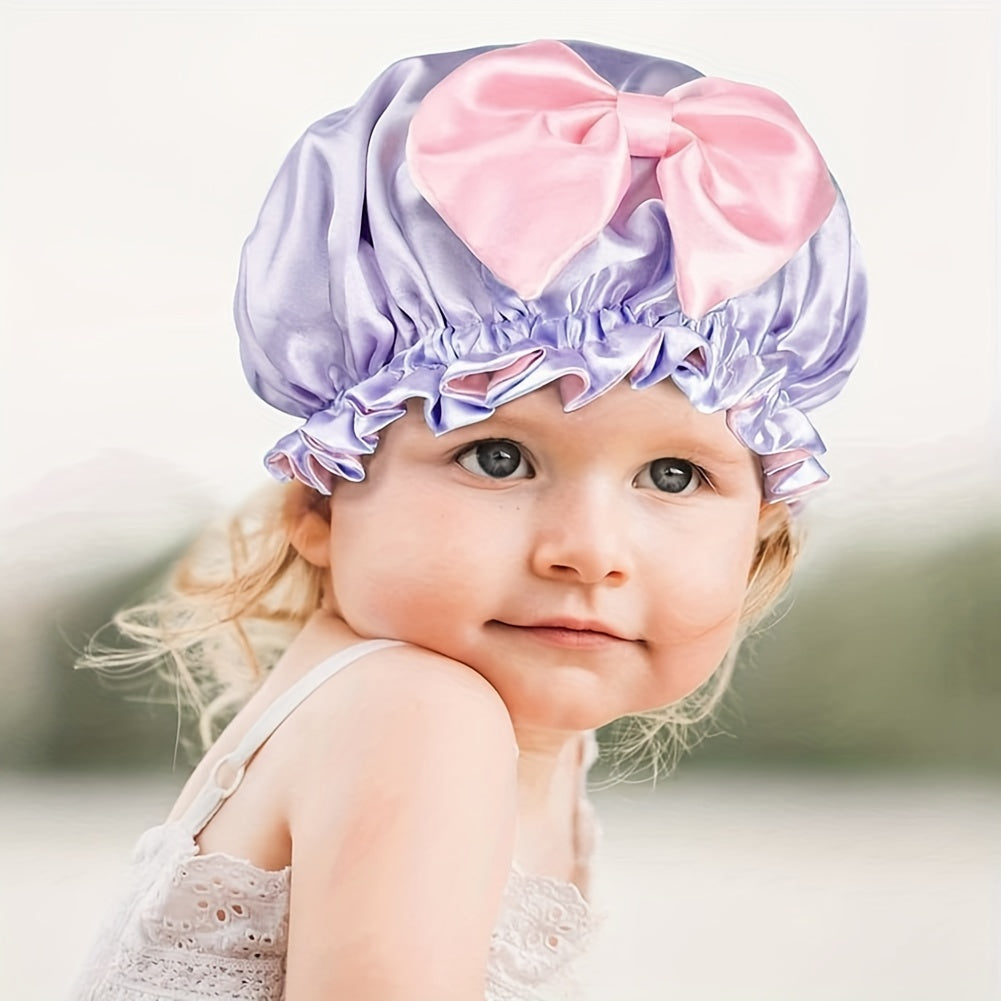 Girls Bow Sleep Bonnet Hat for Long Hair