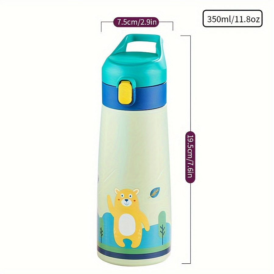 Portable Insulated Stainless Steel Straw Cup with Cartoon Pattern