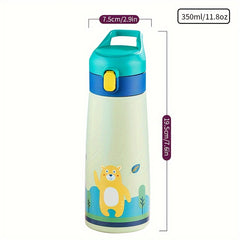 Portable Insulated Stainless Steel Straw Cup with Cartoon Pattern