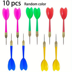 10pcs Colorful Plastic Throwing Dart Toy With Flights & Metal Tips