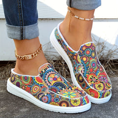 Women's Floral Print Canvas Slip-On Casual Shoes
