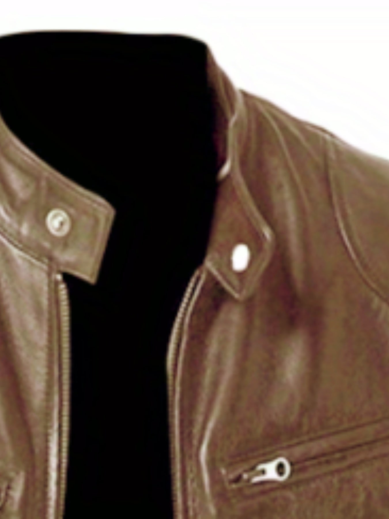 Men's Casual Zip Up PU Jacket Stand Collar Faux Leather Spring Fall