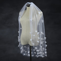 3D Floral Bridal Veil with Accents