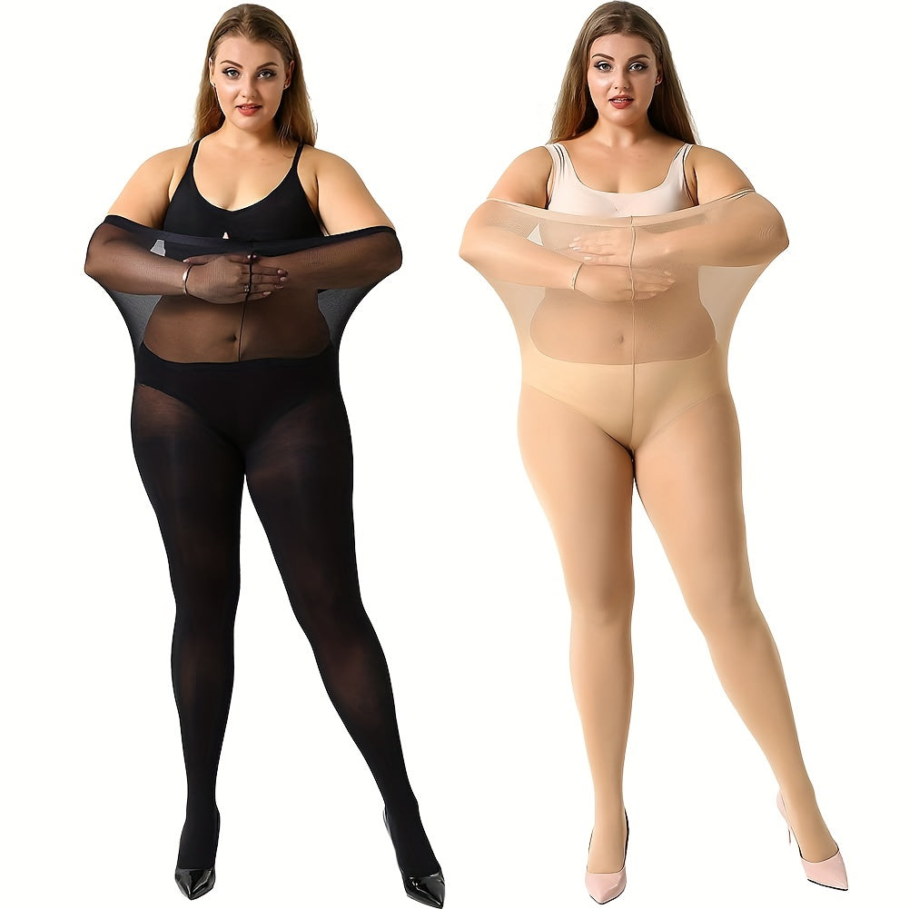 2 Pack Women's Plus Size High Rise Stretchy Tights Set