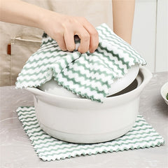 5pcs Microfiber Striped Dish Cloths Coral Velvet Towels for Kitchen Bathroom Car
