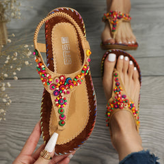 Women's Beaded Decor Flip Flops Sandals