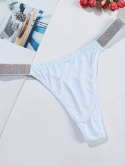 5pcs Colorblock Low Waist Thongs Stretchy Intimates Panties
