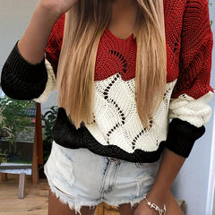 Colorblock V Neck Sweater
