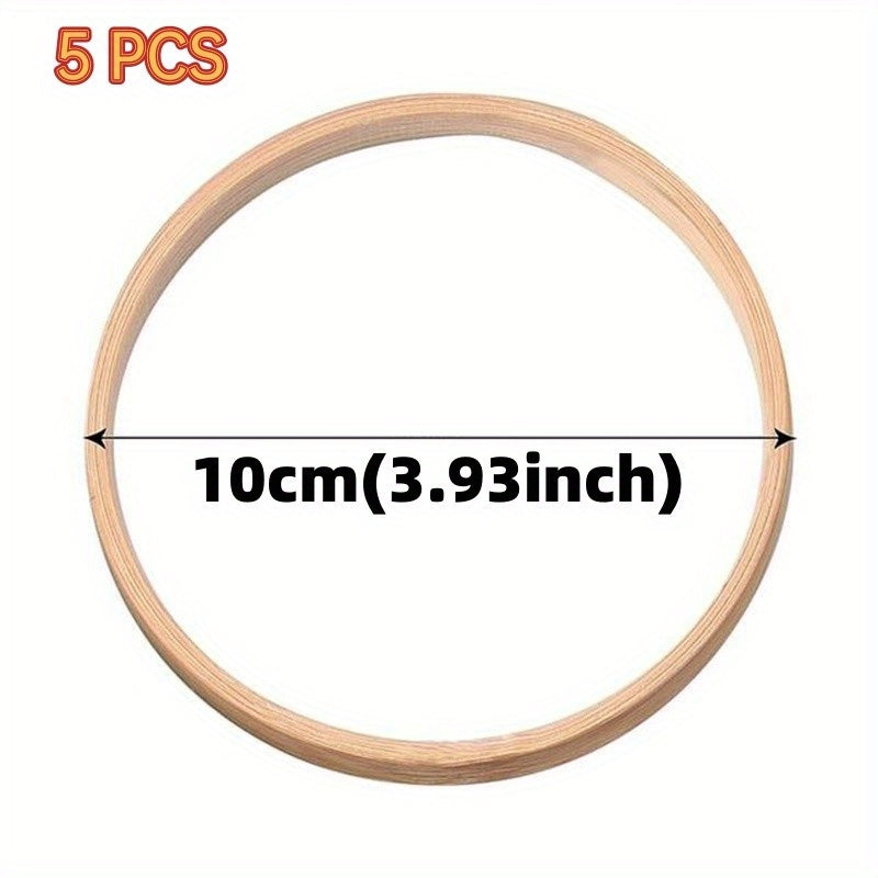 5pcs Wooden DIY Embroidery Hoop Cross Stitch Bamboo Circle Ring