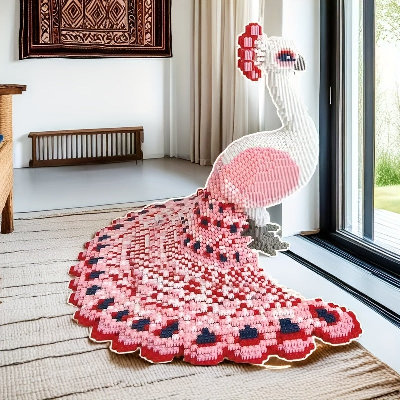 Pink Peacock 3D Puzzle Blocks Assembly Parts Creative Decorations